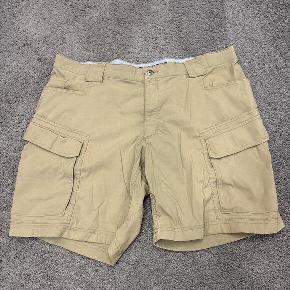 Duluth Trading Co Shorts Mens 44 Beige Flex Dry On The Fly Cargo Utility Relaxed - Picture 1 of 6